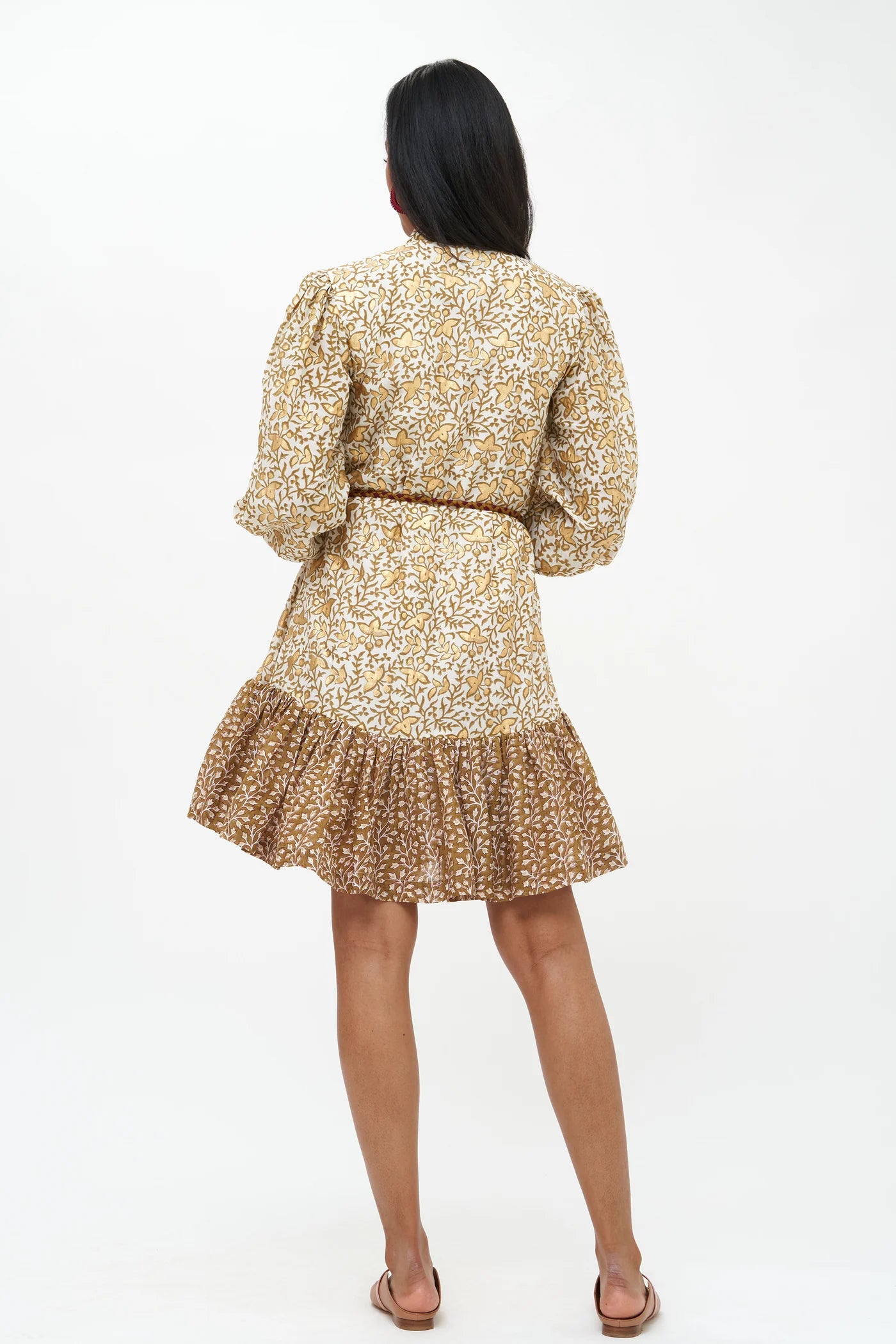 Oliphant Olive Marchesa Balloon Drop Mini Dress