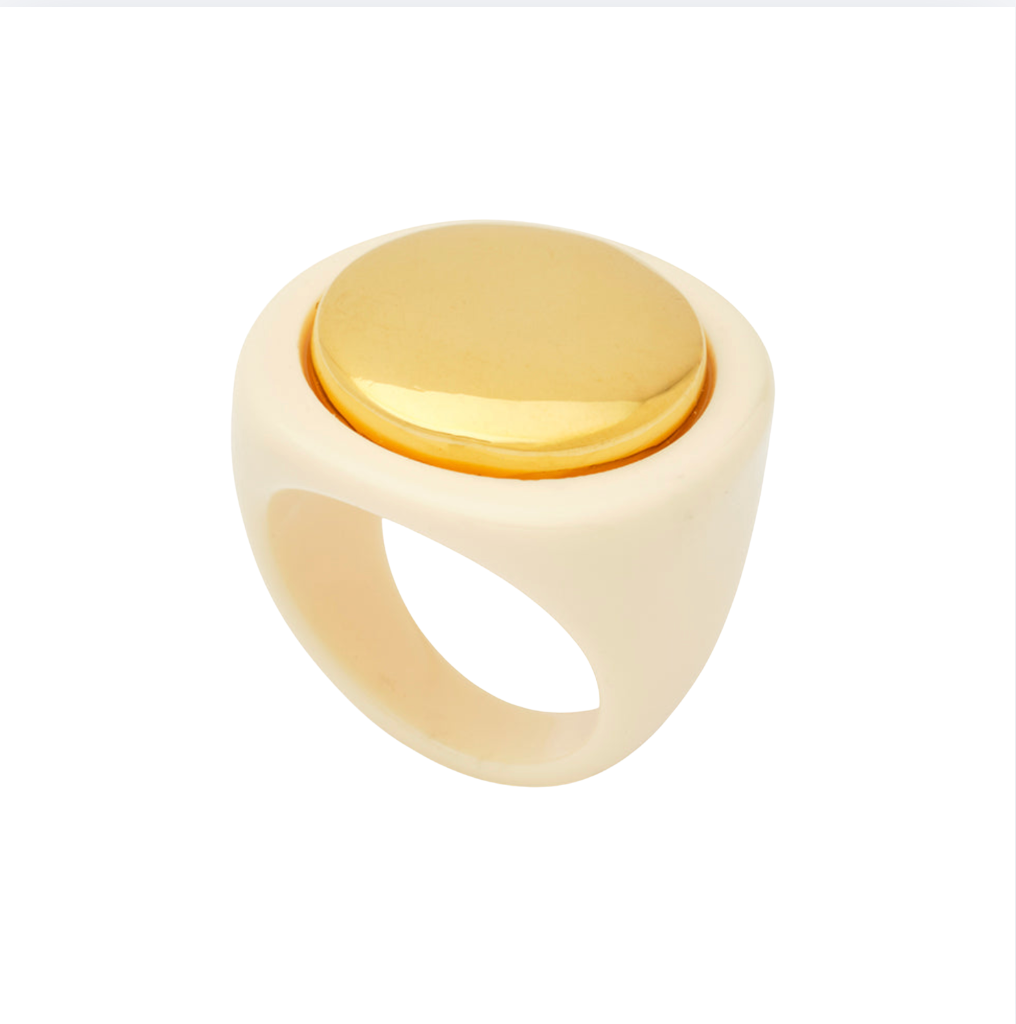 Lucas Jack Ivory & Gold Resin Ring