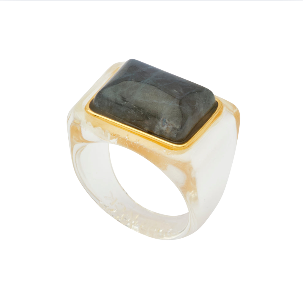 Lucas Jack Resin Ring | Clear + Labradorite