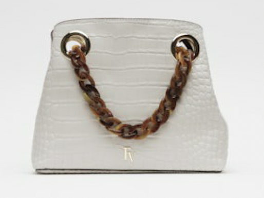 Frances Valentine Skip Tote |Croc Embossed Leather Oyster