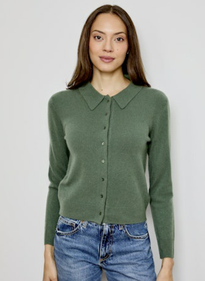 Design History Cashmere Cardigan Sweater | Viridian