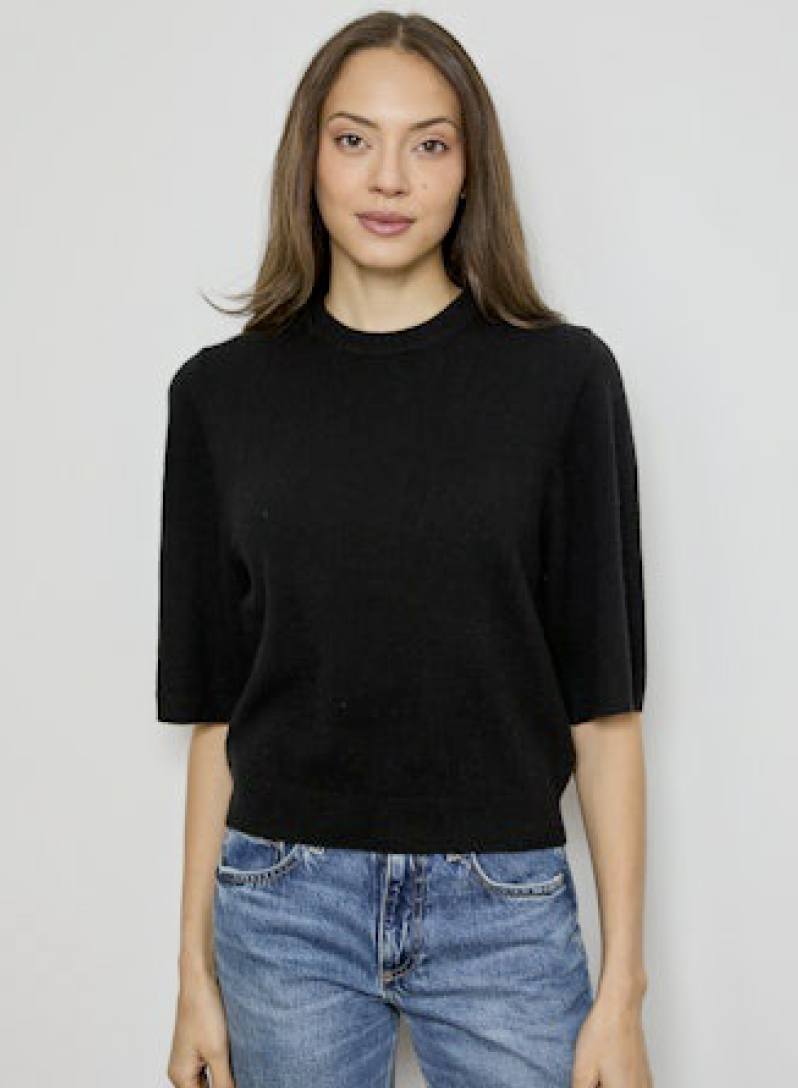 Design History Cashmere Shortsleeved Crew Sweater | Black