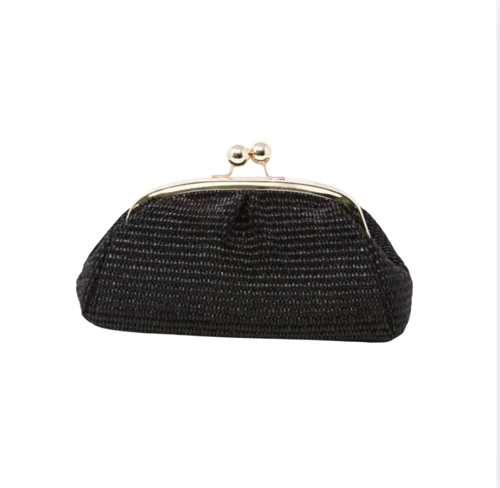 German Fuentes Raffia Clutch + Crossbody | Black