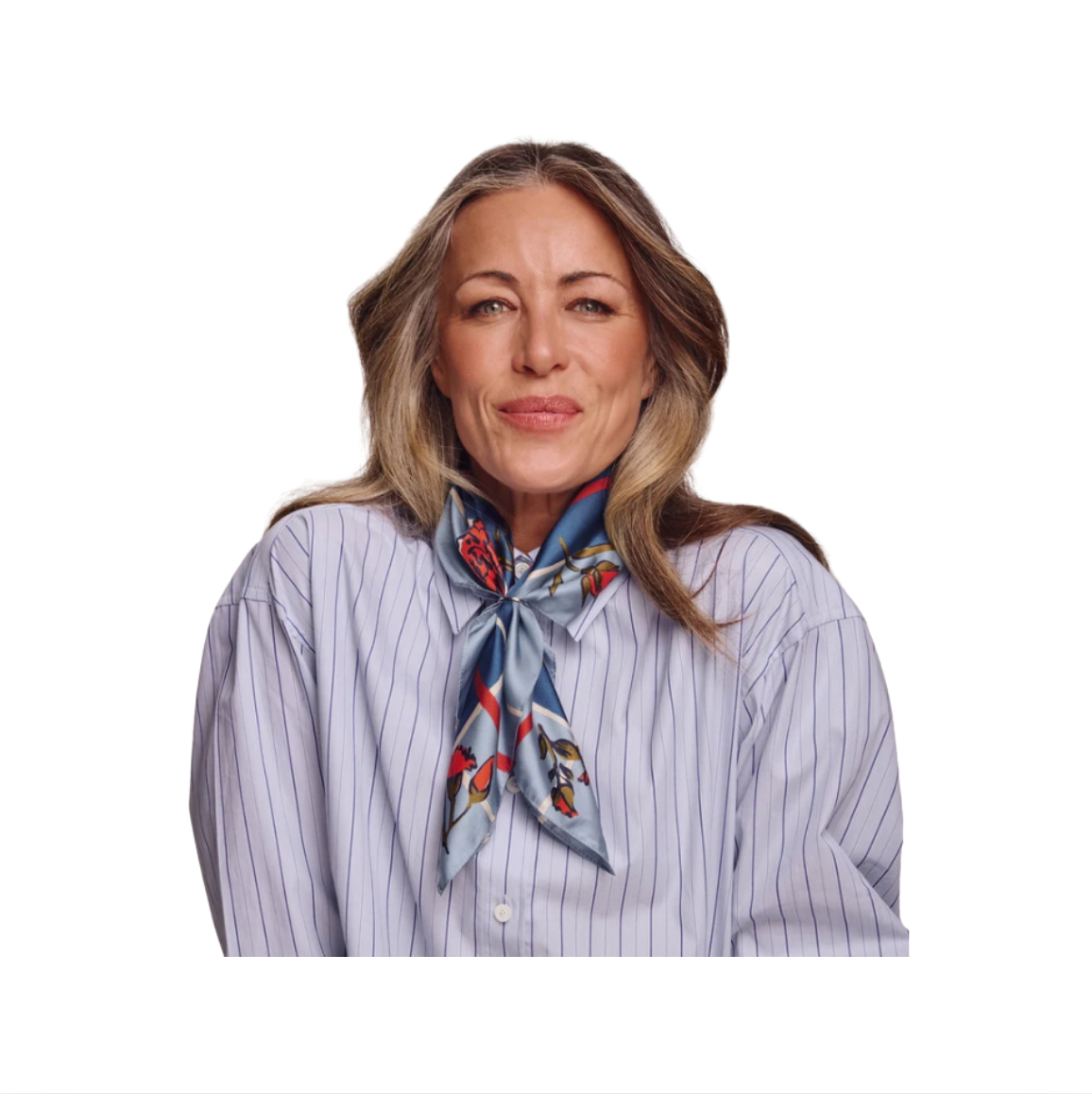 Echo Cottage Bouquet Silk Scarf | Denim Blue