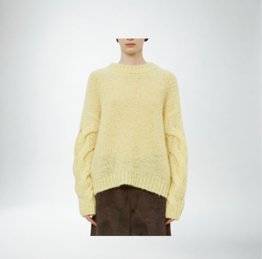 Mei Mei J Crew Neck Loose Knit Sweater | Macaron