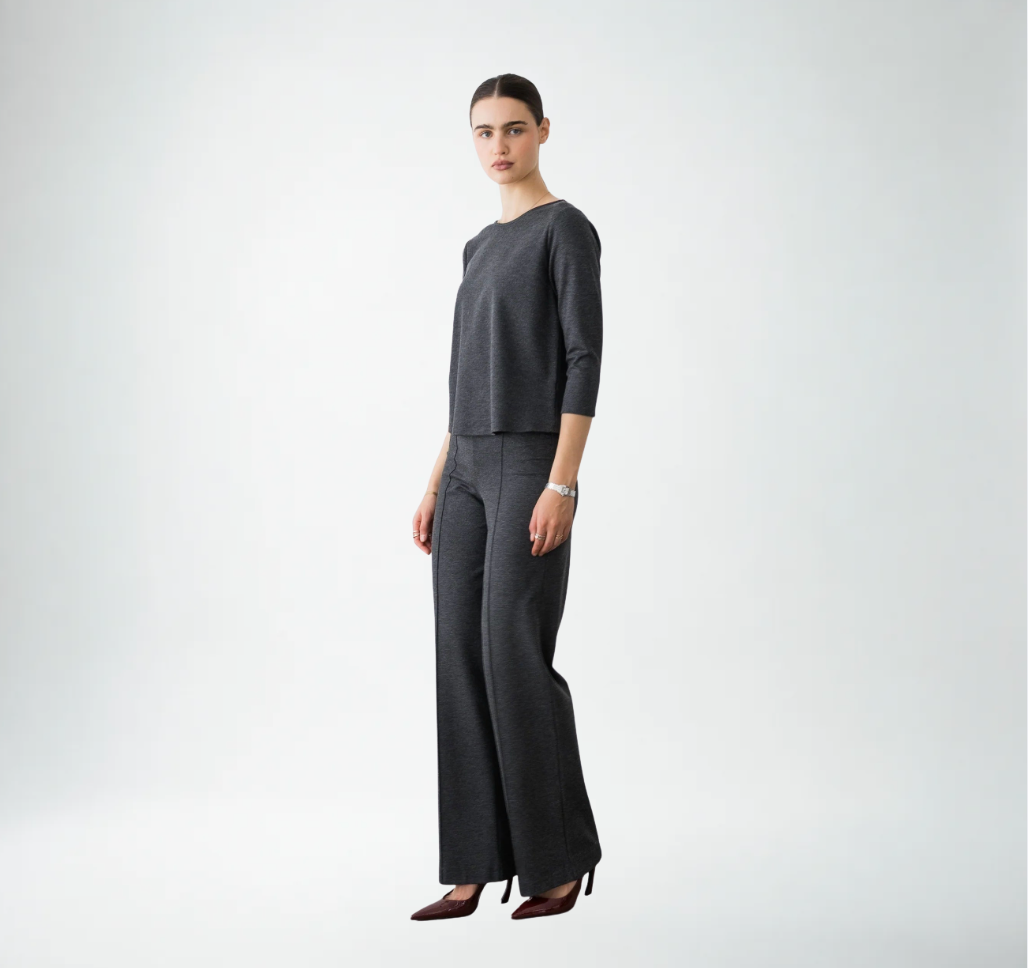 Ripley Rader Ponte Knit 3/4 Sleeve Top | Charcoal
