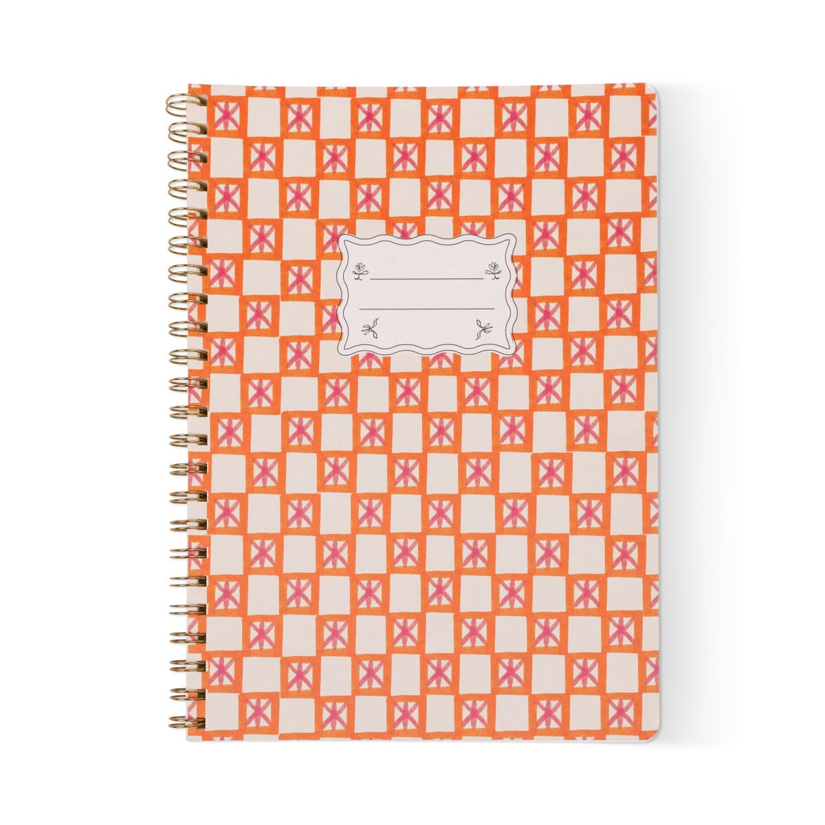 Large Twin wire Notebook - Orange Check