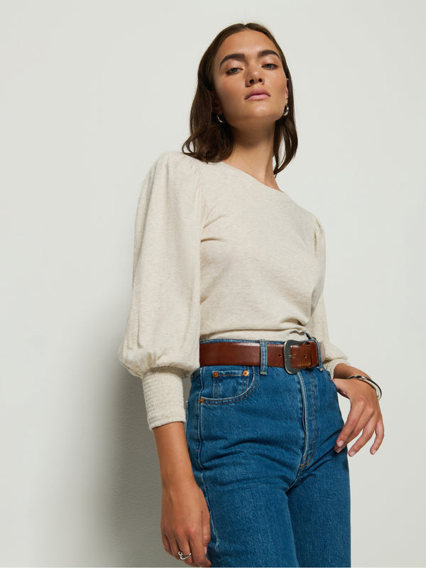 Nation Loren Peasant Tee Heather Oatmeal