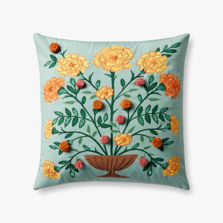 Rifle Paper Co. x Loloi Pillow- Marisol Embroidered Pillow