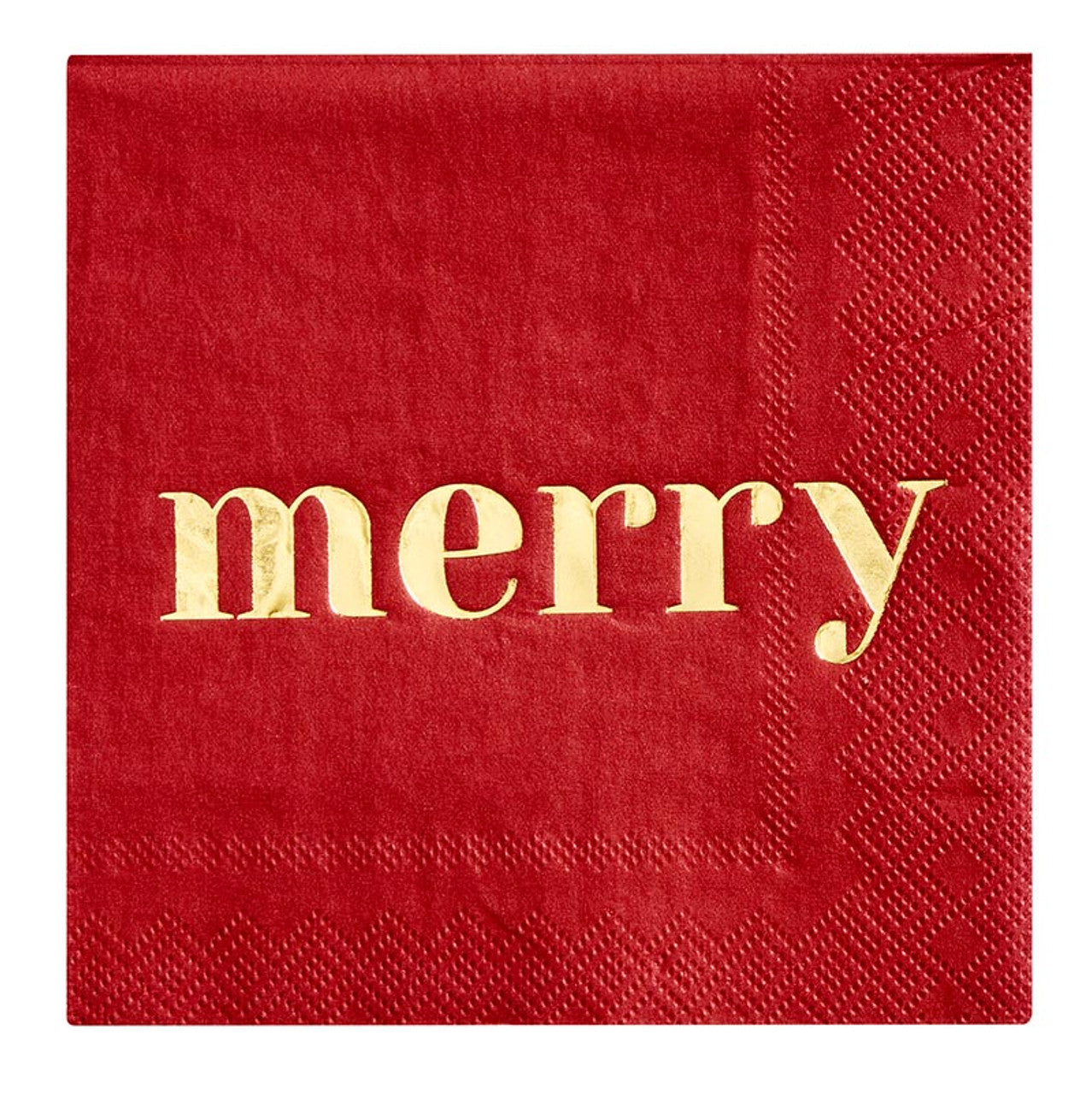 Red Cocktail Napkins - Merry