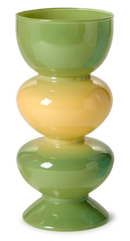 Green & Yellow Glass Bubble Vase