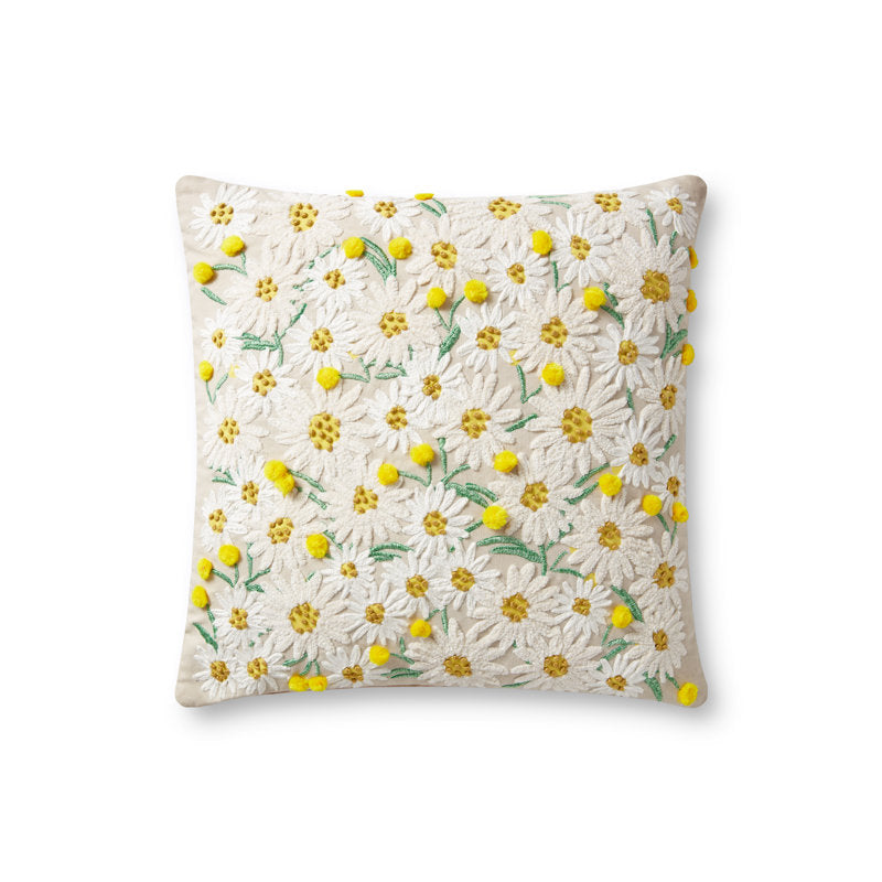 Rifle Paper Co. x Loloi Pillow-Daisies Embroidered Pillow