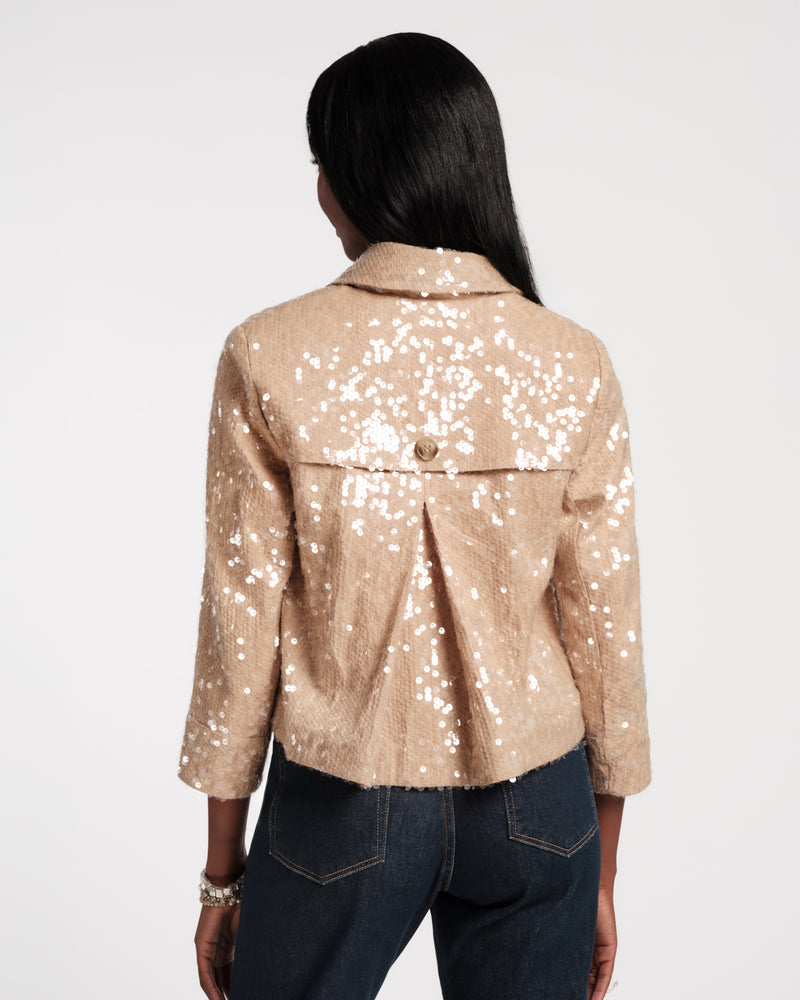 Frances Valentine Champagne Sequin Moto Jacket