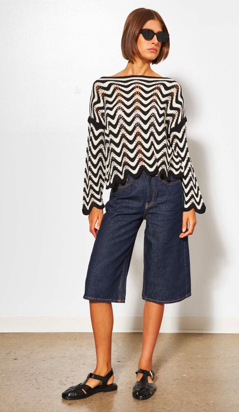 Line the Label Aurelia Sweater | Black & Cream Zig Zag