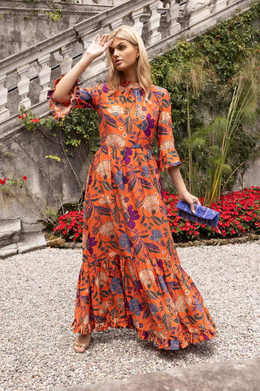 Oliphant Turin High Neck Bell Maxi Dress