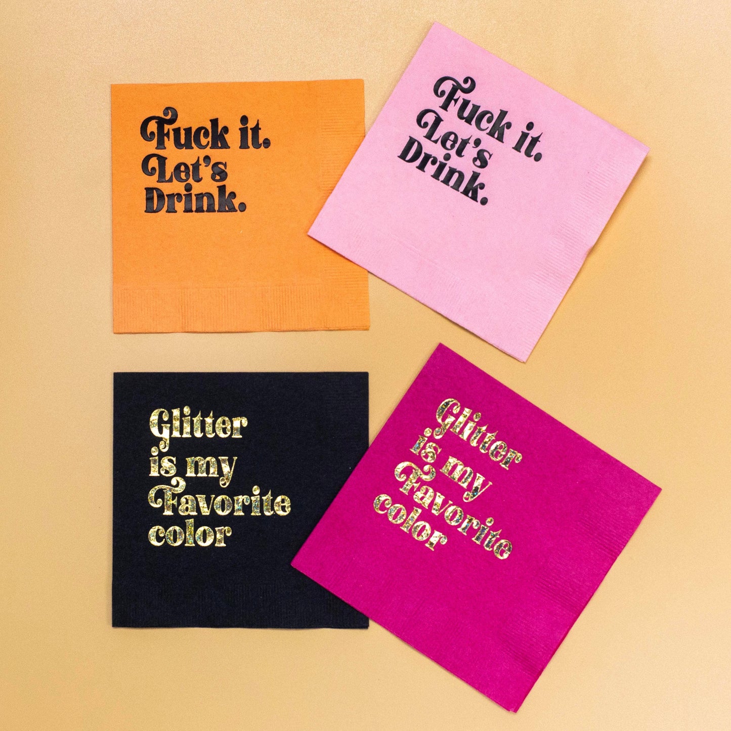Fuck It Lets Drink Pink Funny Cocktail Napkin