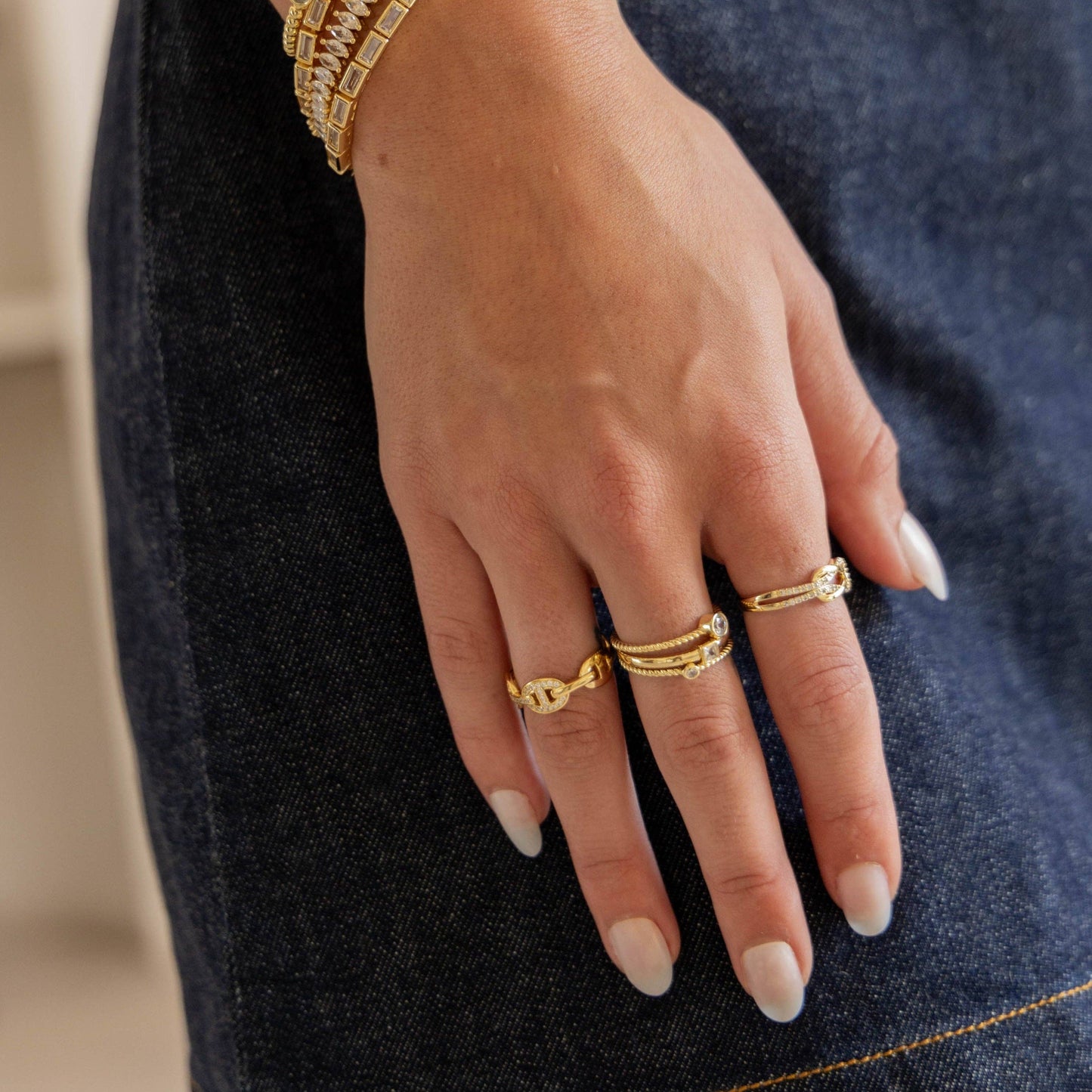 Rylynn Gold Knot Faux Diamond Ring