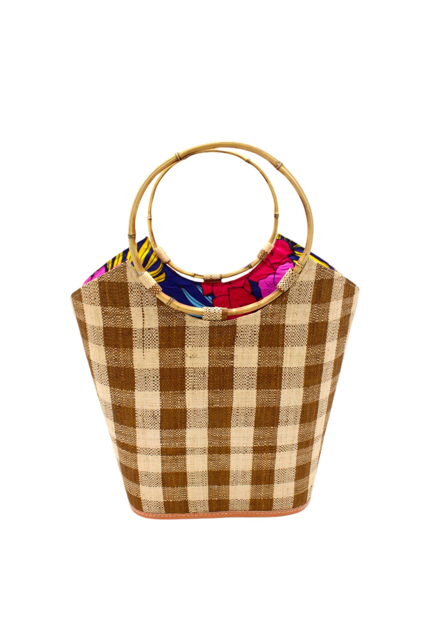 Carmen Straw Bucket Bag with Bamboo Handles: Teal