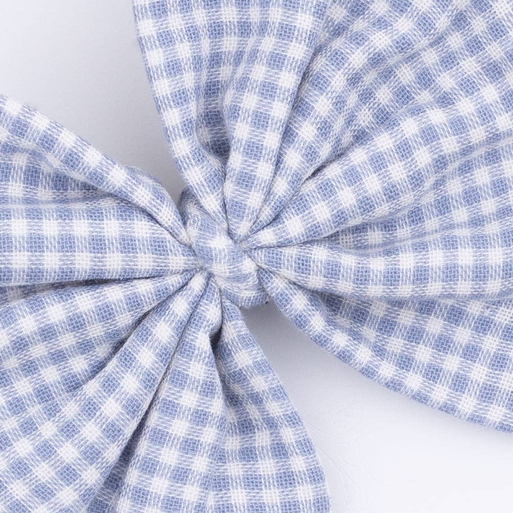 Angel Dear Micro Gingham Blue Blizzard | Bow on Headband