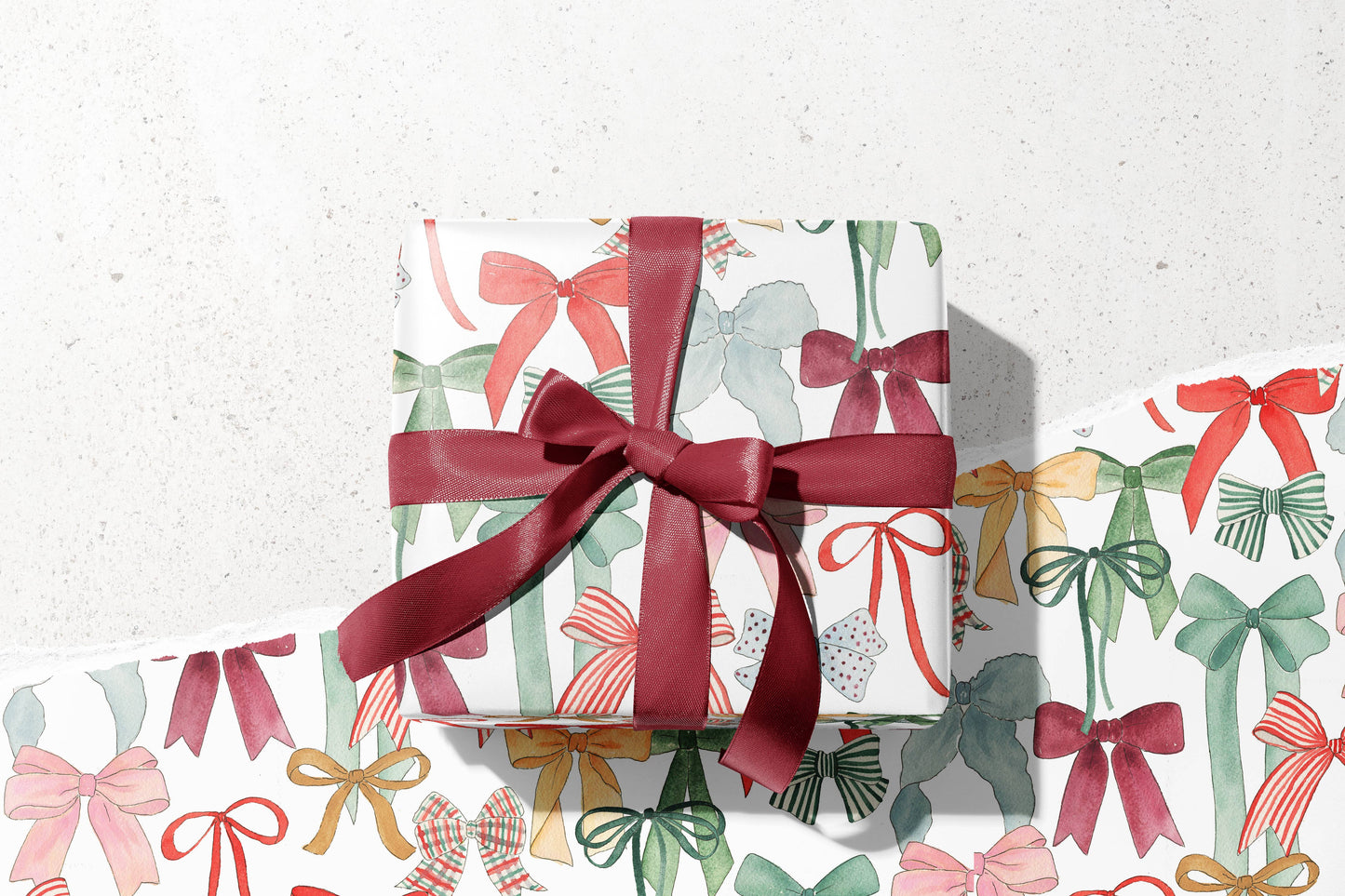 Festive Holiday Bows Wrapping Paper - 3 Sheet Roll