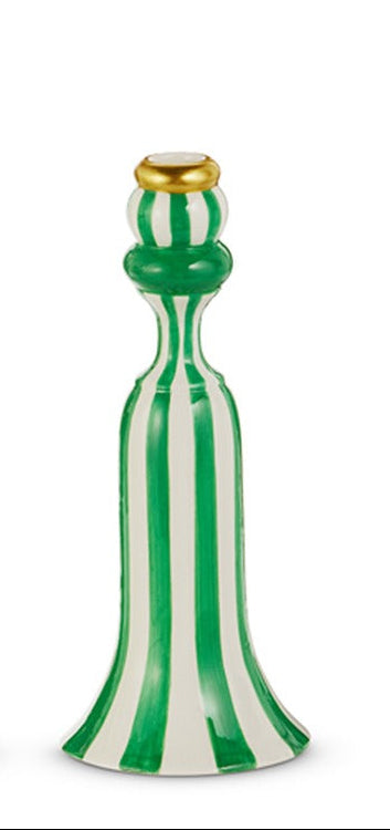 Green Stripe Candlestick Holder Large