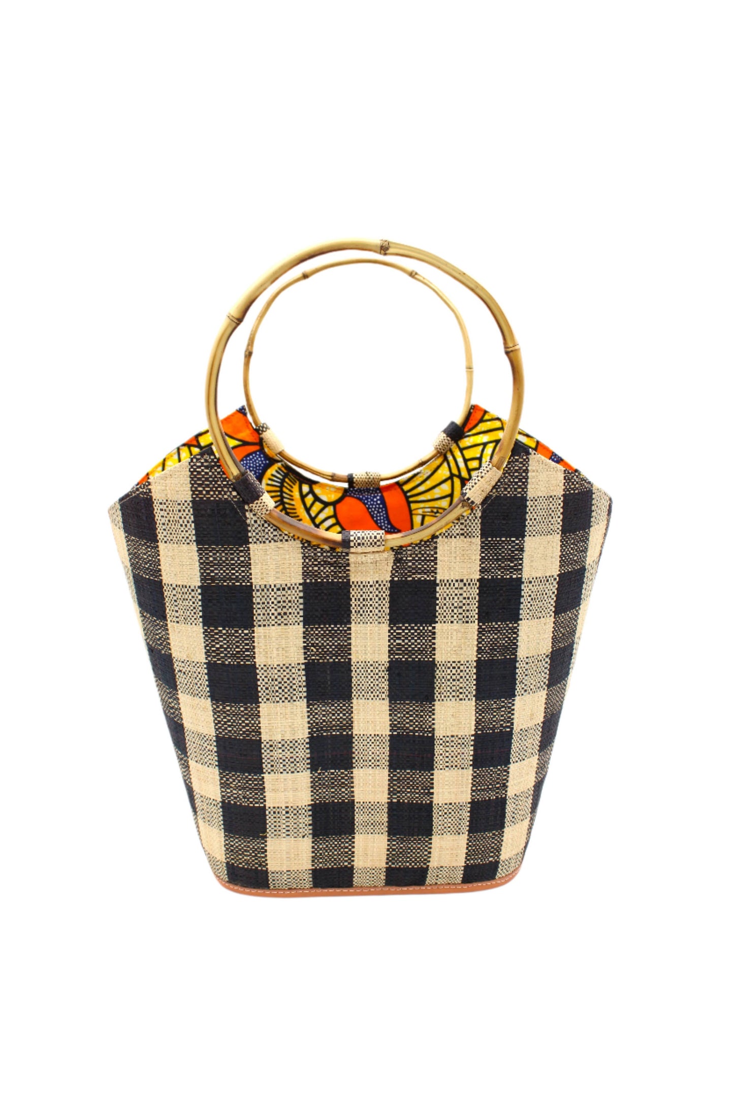 Carmen Straw Bucket Bag with Bamboo Handles: Teal