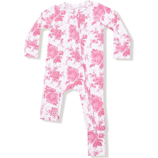 Angel Dear Vintage Pink Roses - 2 Way Zipper Romper