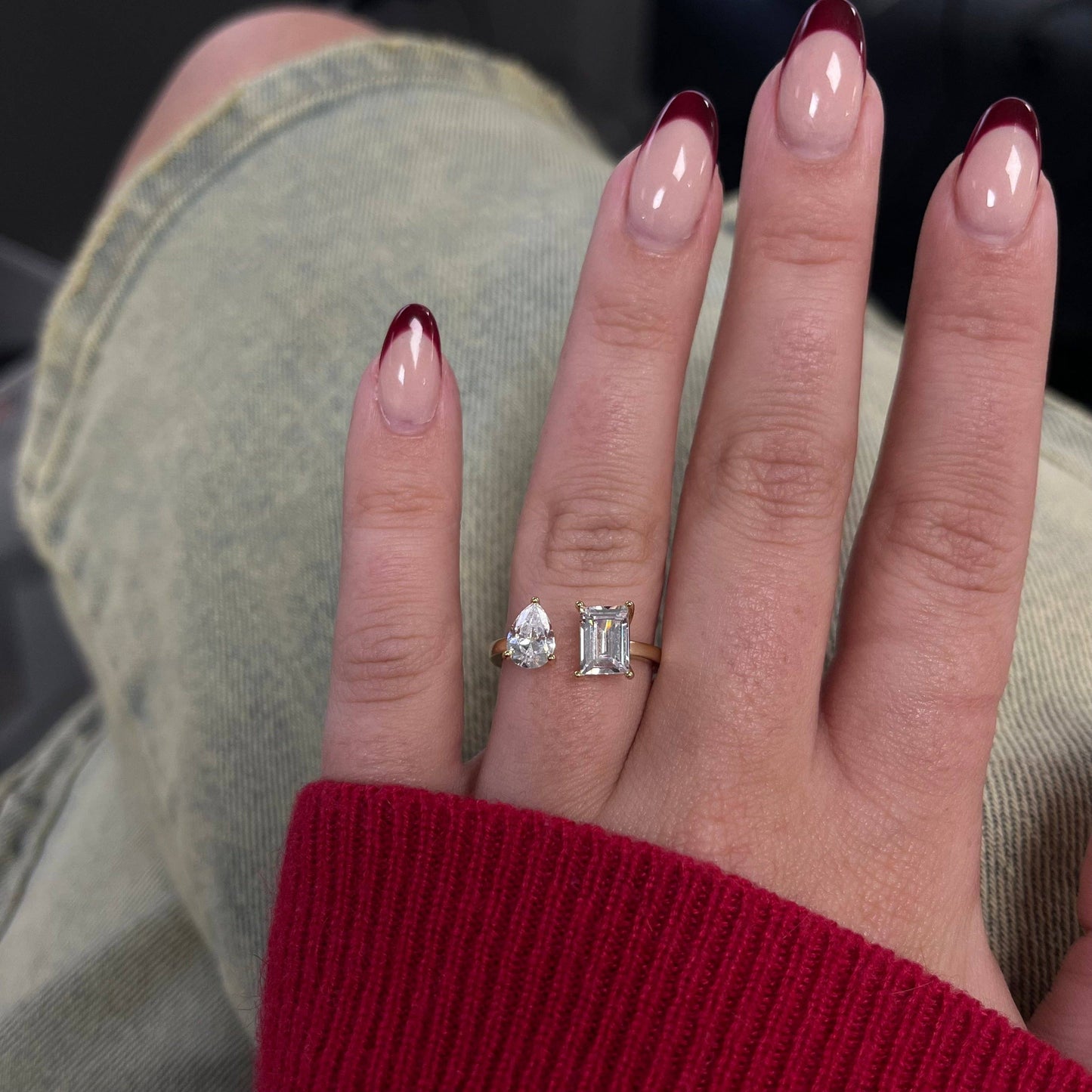 Toi et Moi Gold Faux Diamond Ring 6