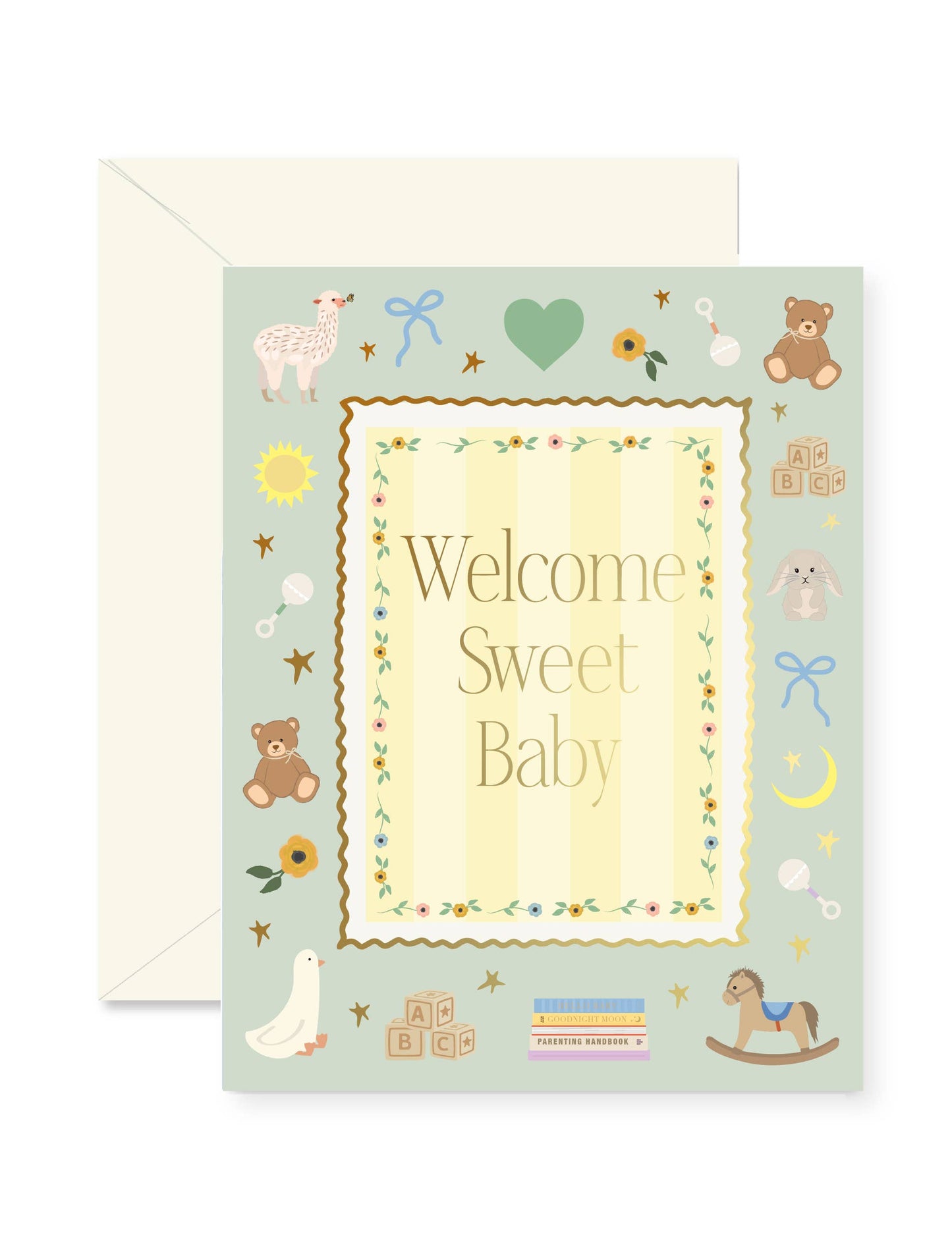 Ginger P. Designs Mint Welcome Sweet Greeting Card | Baby