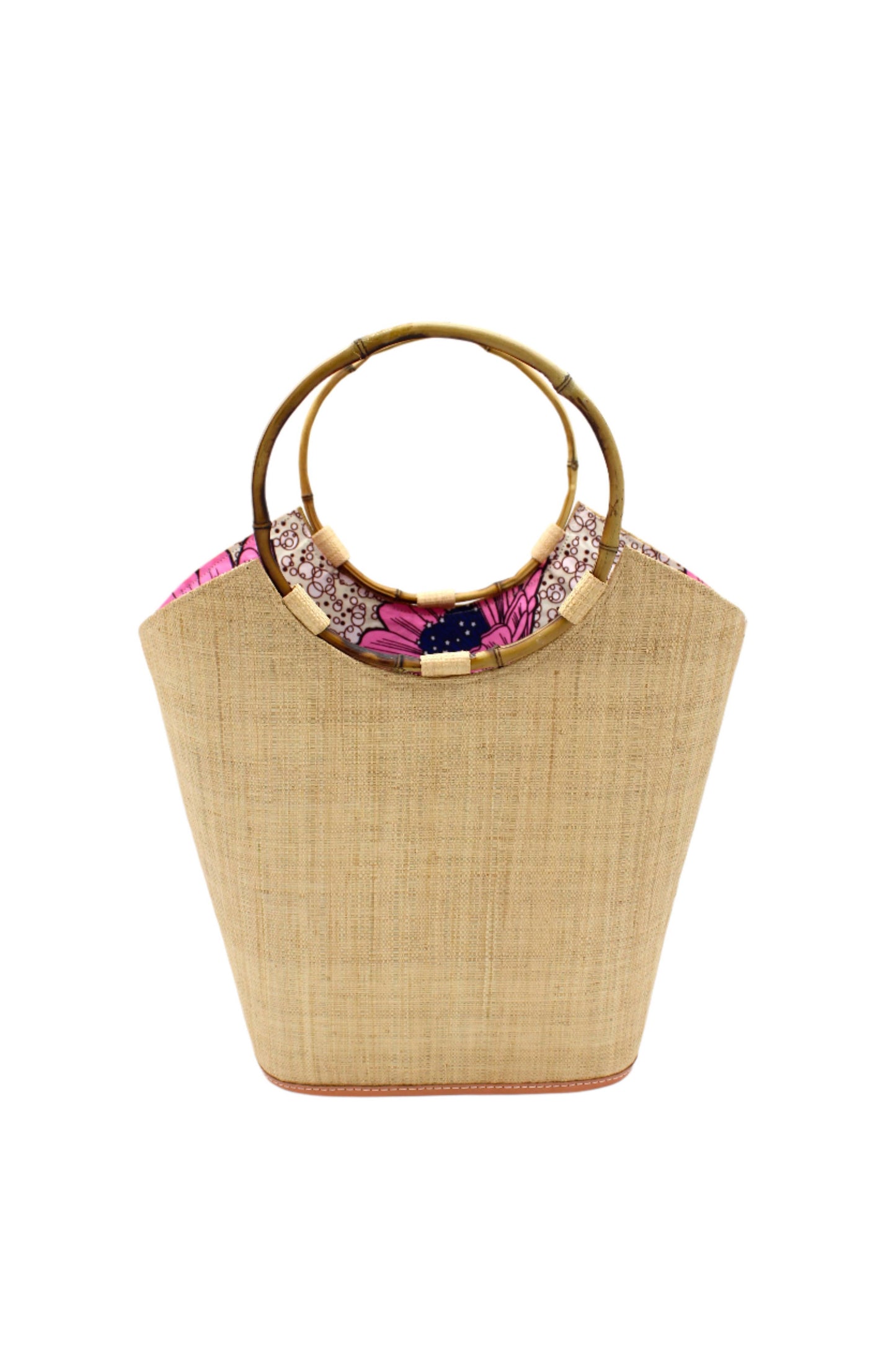 Carmen Straw Bucket Bag with Bamboo Handles: Teal