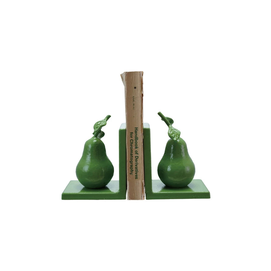 Green Cast Iron Pear Bookends