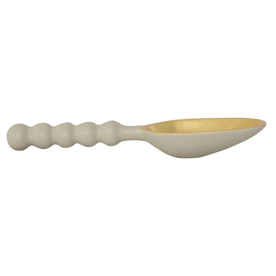 Enameled Gold Scoop with Mint Handle