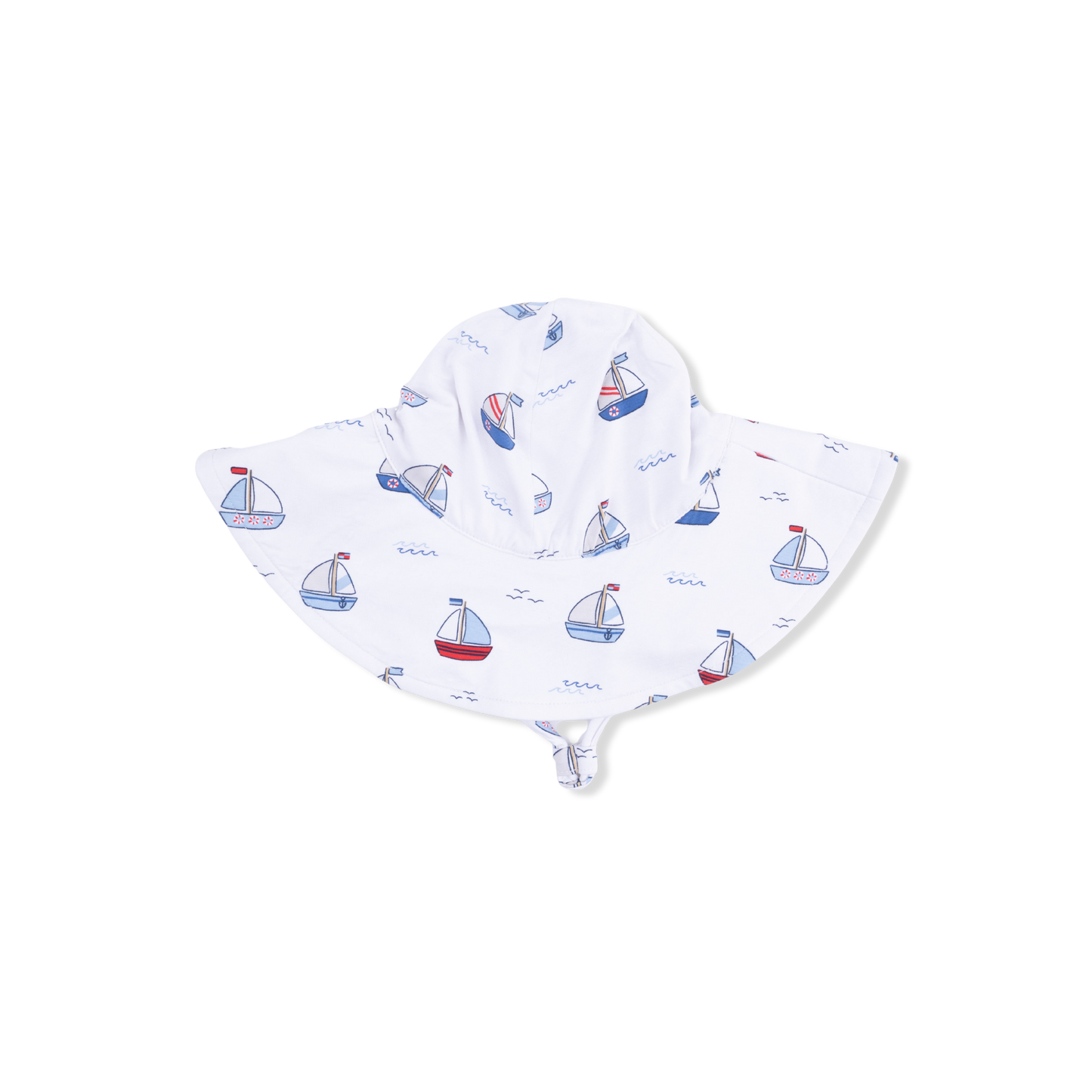 Angel Dear Bubbly Sailboats | Blue Wide Brim Sun Hat