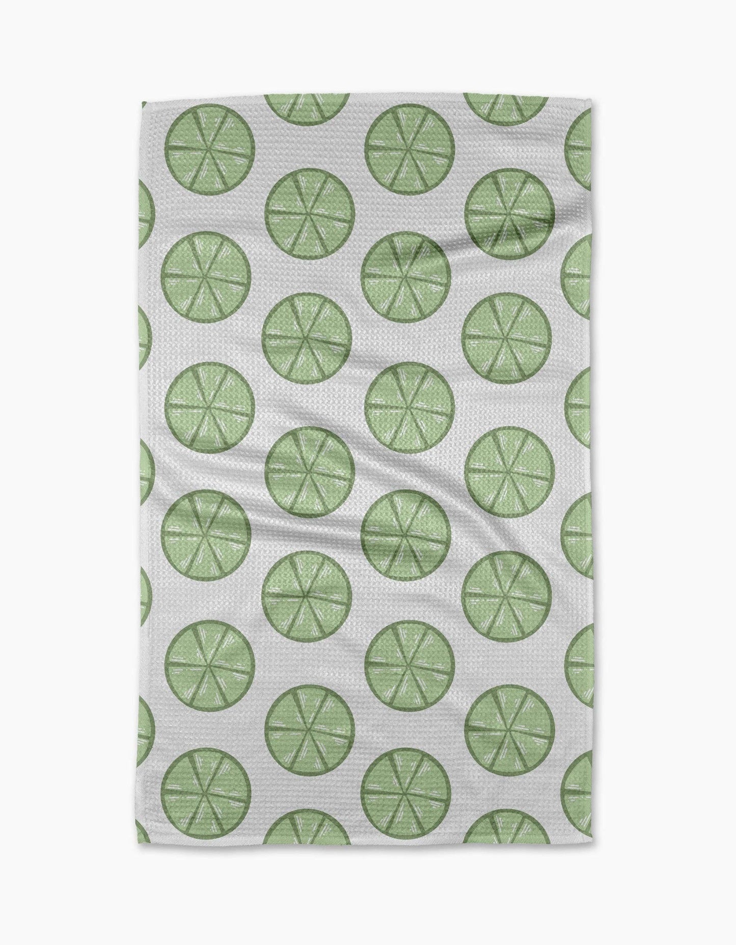 Geometry Lime Doodles Tea Towel