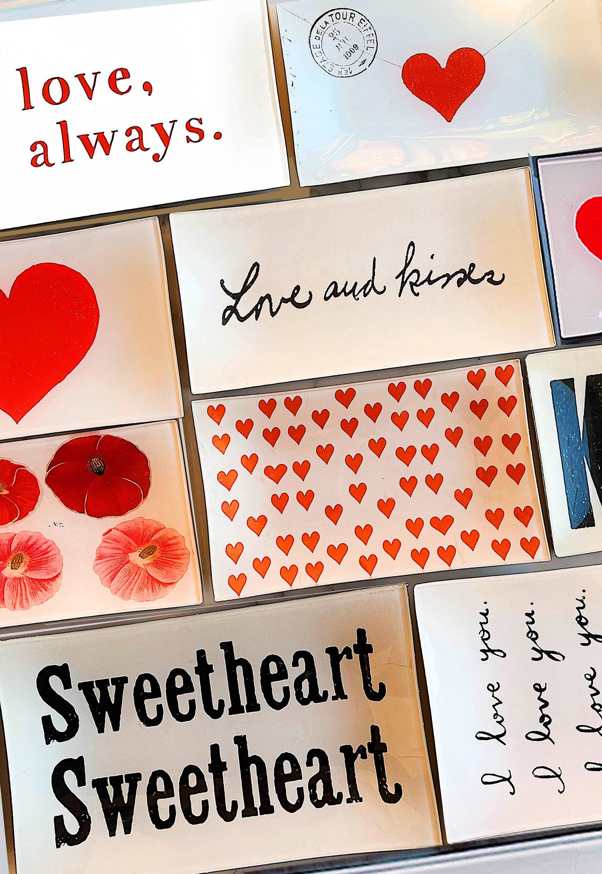 Ben's Garden I Love You With A Thousand Hearts Decoupage Glass Tray 4"X 6"