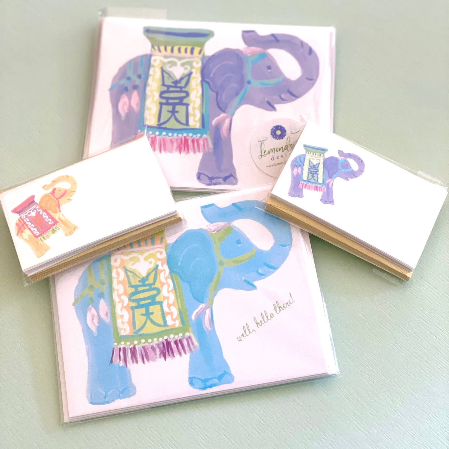 Chinoiserie Elephant Note Card Set