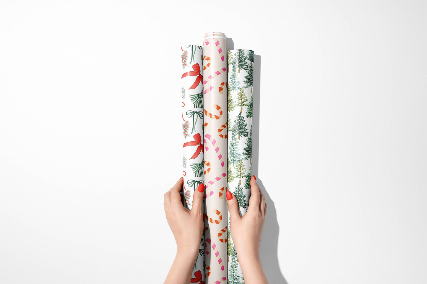 Red and Green Christmas Bows Wrapping Paper - 3 Sheet Roll