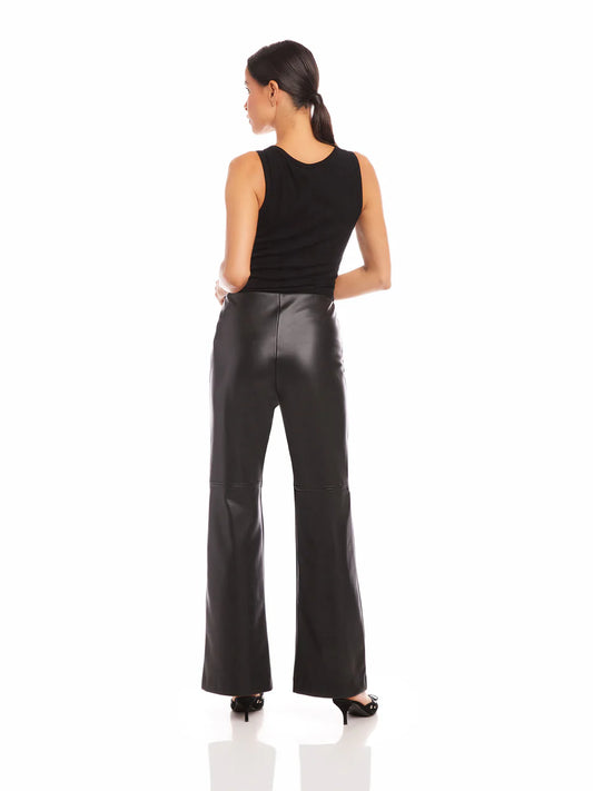 Fifteen Twenty Finley Wide Leg Leather Pant in Brown
