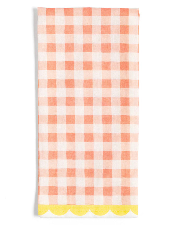 Peach Gingham Tea Towel