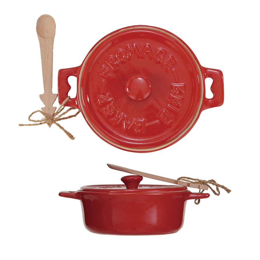 Stoneware Brie Baker with Spoon