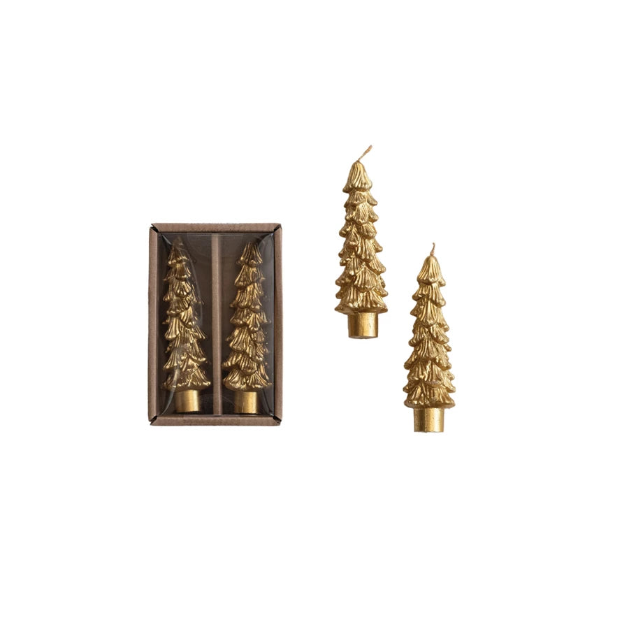 Gold Tree Shaped Taper Candles