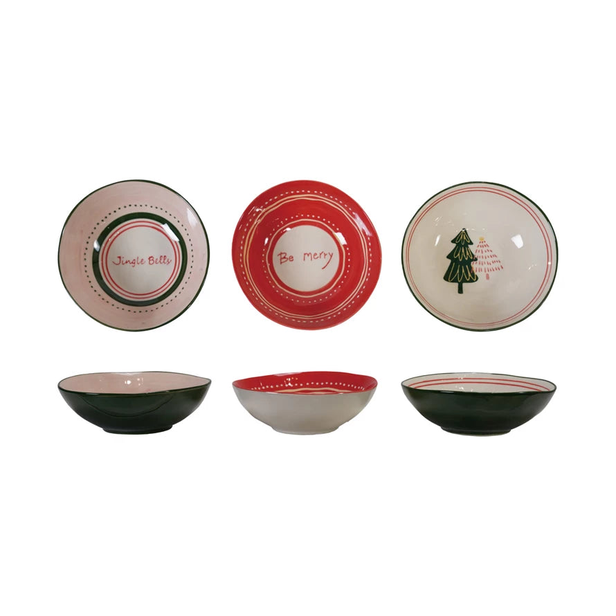 Hand-Painted Stoneware Holiday Bowl