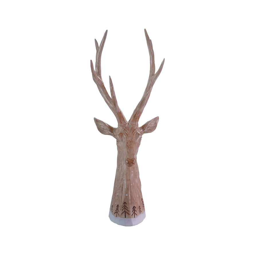 Resin Dear Head with Etched Snow Design