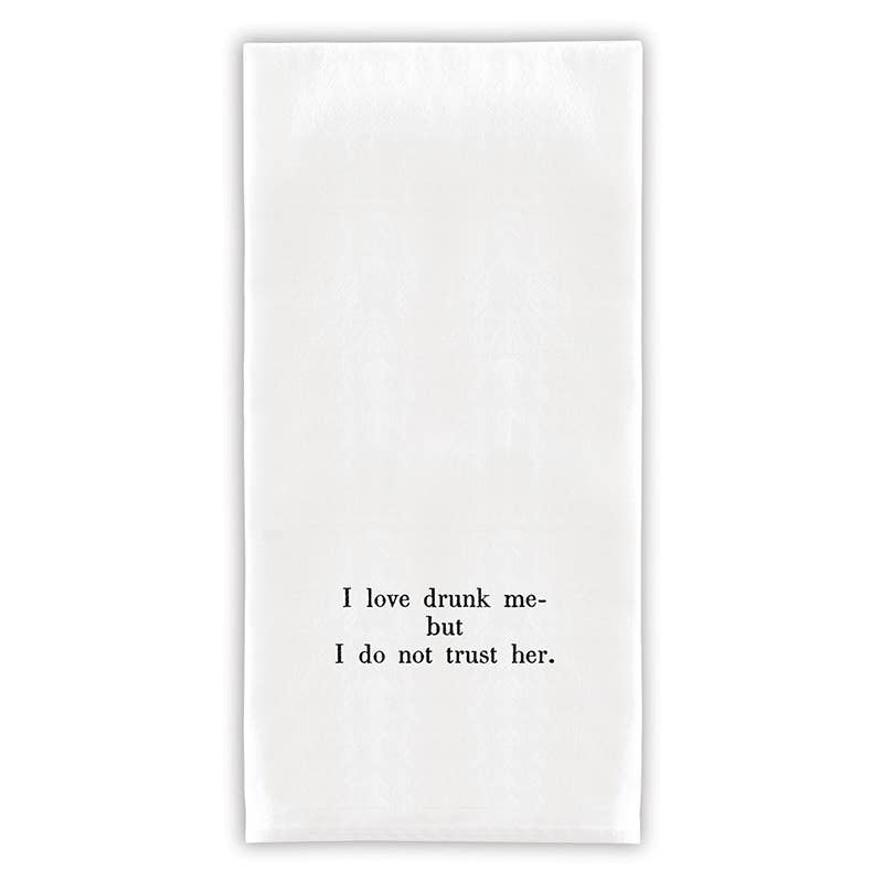 I Love Drunk Me Bar Towel