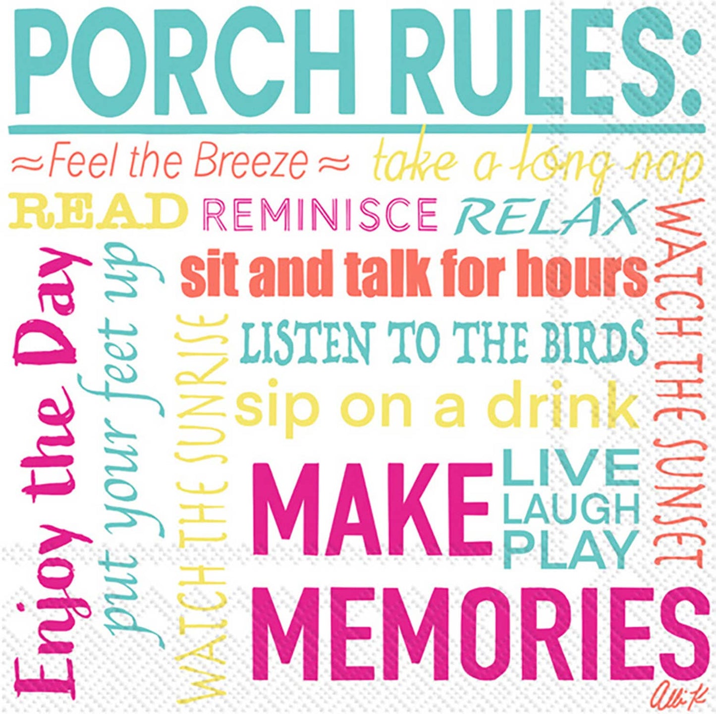 Paper Cocktail Napkins / Porch Rules