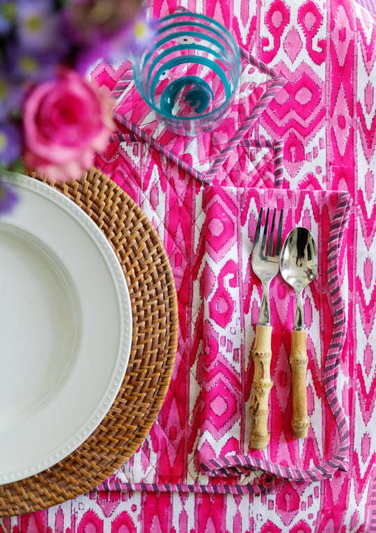 Bright Pink 86" Round Poppy Tablecloth