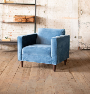 Steel Blue Velvet Club Chair