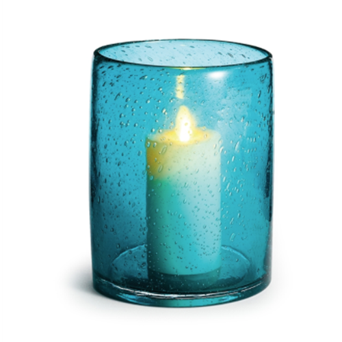 Mikela Teal Glass Hurricane