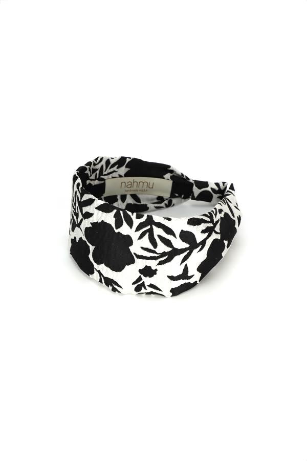 Black+White Floral Headband by Nahmu