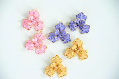 Lisi Lerch Kaia Natural Raffia Flower Earring
